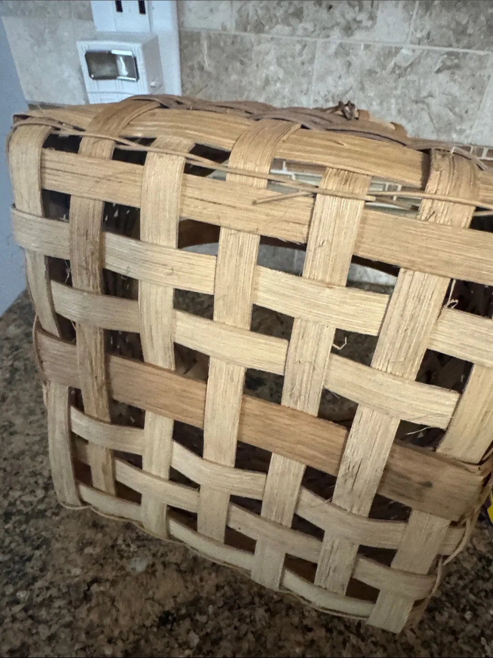 Handwoven Rustic Wicker Storage Basket with Handle - Natural/Tan
